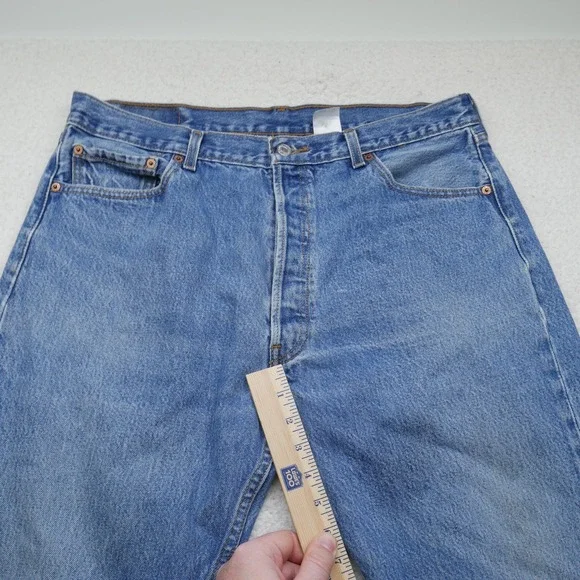 Vintage Levi's 501XX Jeans Mens 36x32 Y2K 2000s Blue Denim Button Fly Distressed
